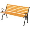 Gardenised Wooden Outdoor Park Patio Garden Yard Bench with Designed Steel Armrest and Legs QI003712